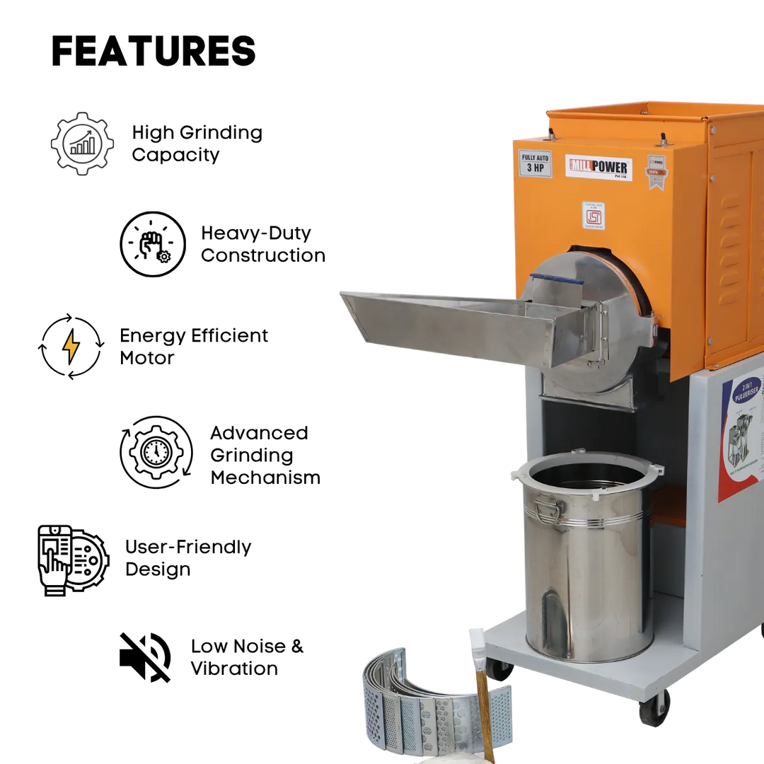 các tính năng của máy xay bột atta chakki thép nhẹ (MS)